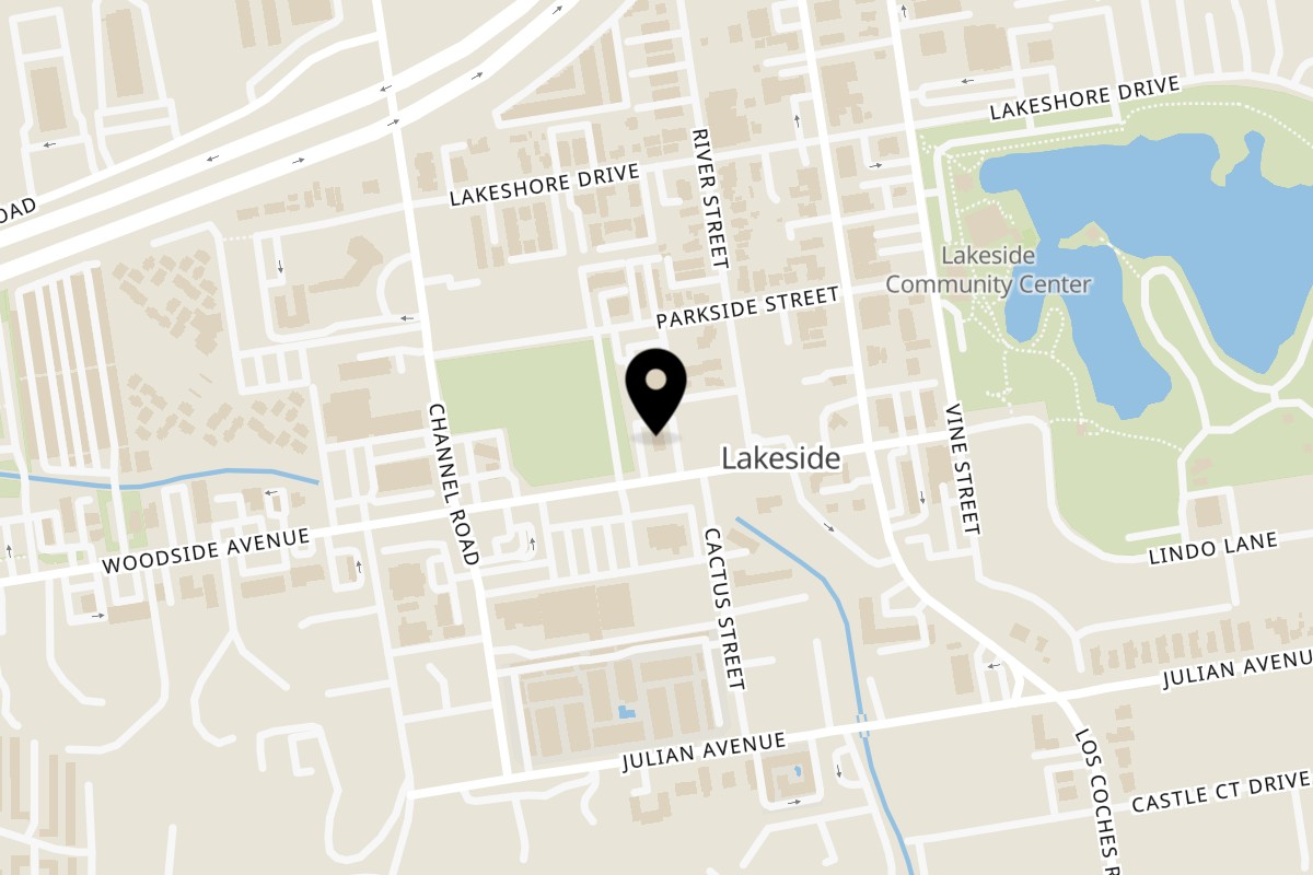 Map showing the location of Ottavio's Italian Restaurant on 12440 Woodside Ave in Lakeside